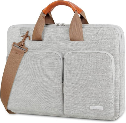 Lacdo 360° Protective Laptop Shoulder Bag for 13 inch New MacBook Air M4 A3240 2025, M3 A3113, M2 A2681, M1 A2337 A2179 A1932 2024-2018 | 13 inch MacBook Pro M2 M1 A2338 A2251 A2289 Computer Bag, Gray