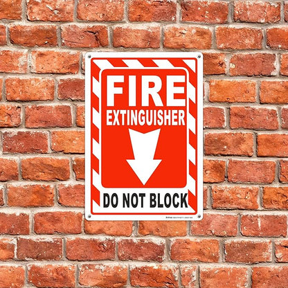 Brimar - 7 x 10" - Fire Extinguisher Do Not Block Sign - Polyethylene Plastic - Easy Installation - Fire Safety Compliance