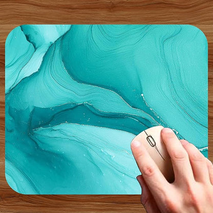Aqua Blue Marble Agate Mouse Pad Mat Mousepad for Desk Computer Laptop PC Gaming Home or Office Gift Marbled Abstract (Aqua MP55)