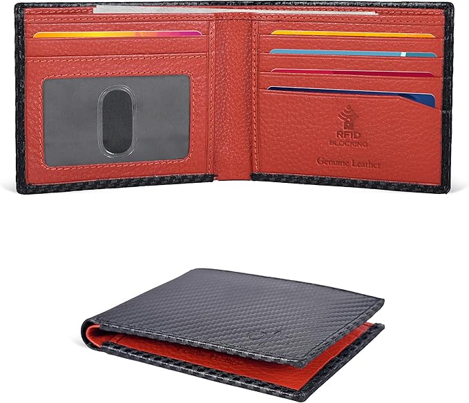 Oak Leathers Slim Leather Wallet for Men - RFID Wallets Credit Card Holder Ultra Thin Gift for Mens, Front Pocket Minimalist Design
