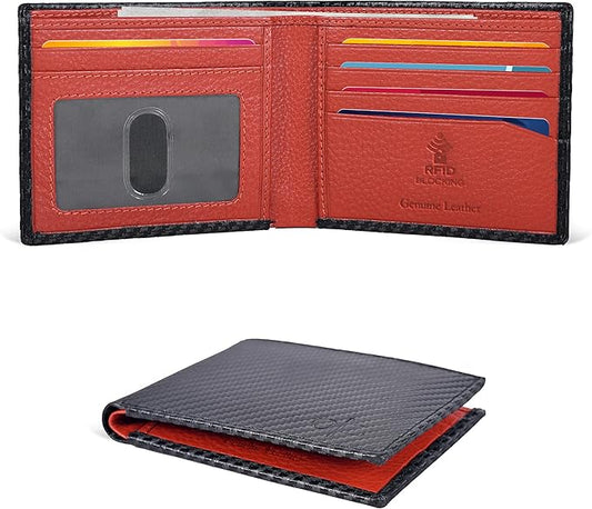 Oak Leathers Slim Leather Wallet for Men - RFID Wallets Credit Card Holder Ultra Thin Gift for Mens, Front Pocket Minimalist Design