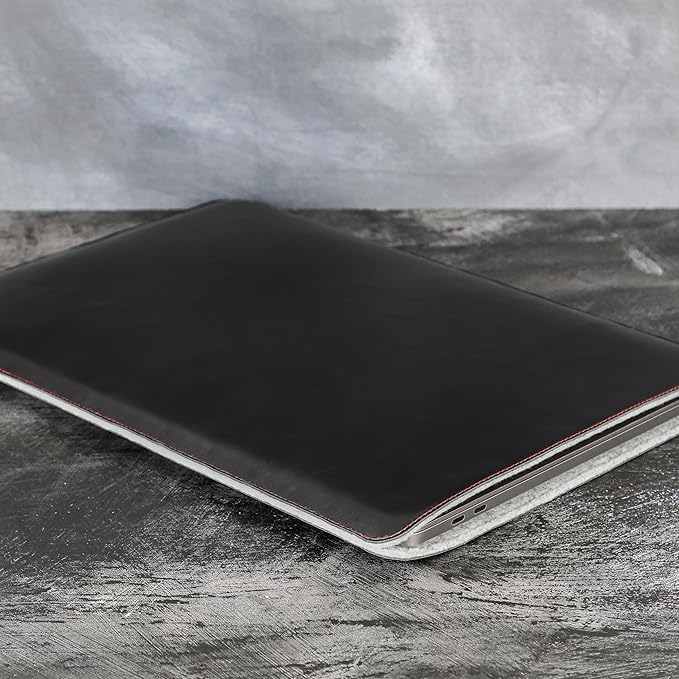 Casemade Real Leather Laptop Sleeve for MacBook Pro & Air Fits 13, 14, 15 & 16 Inch - Genuine Full Grain Leather with Soft Wool Lining (13 inch - Pro 2016-2023, Air M1/M2/M3/M4)