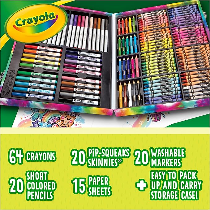 Crayola Inspiration Art Case Coloring Set - Tie-Dye (140ct), Art Supplies Set For Kids, Travel Drawing Kit, Holiday & Christmas Gift for Girls & Boys, Ages 5+ [Amazon Exclusive]