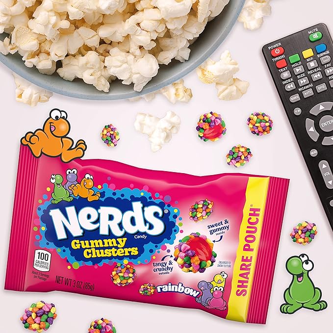 Nerds Gummy Clusters Candy, Rainbow, Springtime Easter Candy, 3 Ounce Pouches (Pack of 24)