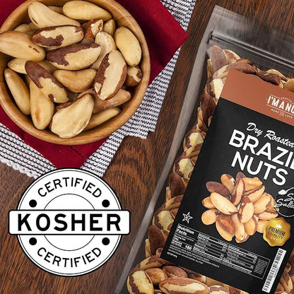 I’m A Nut Brazil Nuts, Dry Roasted, 16 oz (1 Pound) | No oil | No Herbicides Or Pesticides | Batch Tested Gluten & Peanut Free | Non GMO | No PPO | Vegan and Keto Friendly | Premium Quality | Made from 100% Natural Brazil Nuts
