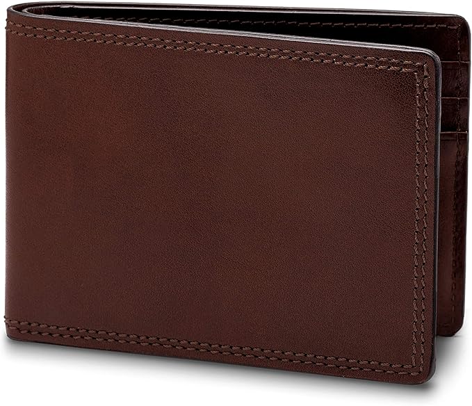 Bosca Men’s Wallet, Dolce Leather Slim Bifold Wallet, Dark Brown
