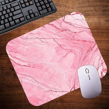 Pink Marble Agate Mouse Pad Mat Mousepad for Desk Computer Laptop PC Gaming Home or Office Gift Marbled Abstract (Pink 2 MP42)
