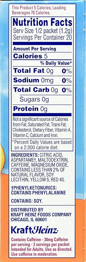 Crystal Light On The Go Peach Mango With Caffeine Drink Mix, 10-Packet Box (Pack of 8)