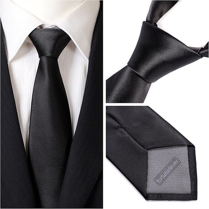 Mens Solid Satin Mens Tie With Hanky,Handmade Neckties For Men