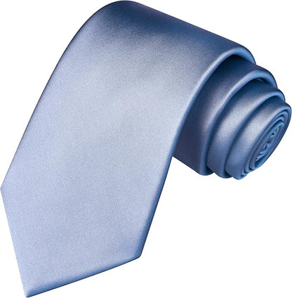 Branduce 3.15"（8cm） Mens Solid Satin Tie Pure Color Necktie for Business and Wedding + Gift Box