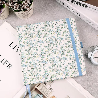 TIEFOSSI Dotted Journal Notebook, Dot Grid Notebook for Women Men, Fabric Flower Journal, 160 GSM Thick Paper, 160 Numbered Pages, 8 x 8 Square Diary