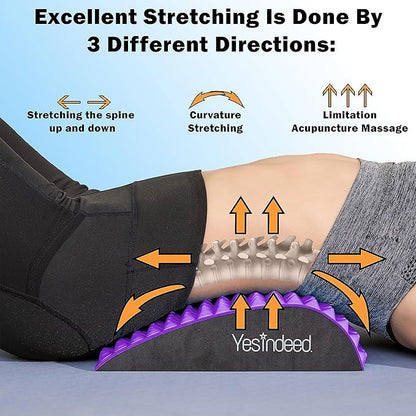 Back Stretcher Pillow – Pain Relief for Lower Back, Lumbar Support, Posture Correction, Sciatica Aid, Orthopedic Design, Easy to Use at Home, Office, or Anywhere, Orthopedist Recommended (Purple)
