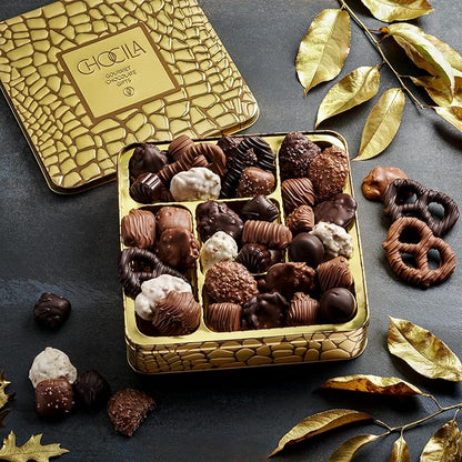 Chocolate Gift Basket, Gourmet Chocolates Variety Snack Box, Assorted Food Arrangement Platter, Birthday Present, Holiday, Corporate Parties, Sympathy, Candy Gifting Idea, Him, Her, Men, Women, Family (Gold Delight)