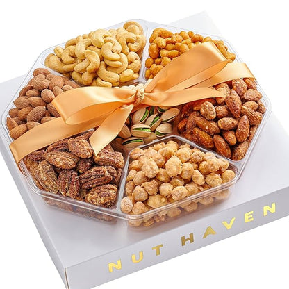 Nuts Gift Basket - Assortment of Sweet & Roasted Salted Gourmet Nuts - Assorted Food Gift Box for Birthday, Family, Sympathy, Men & Women.