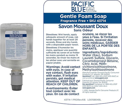 Georgia-Pacific (5305714) Pacific Blue Ultra Manual Push Soap Dispenser with Gentle Foam Hand Soap Refill Starter Kit