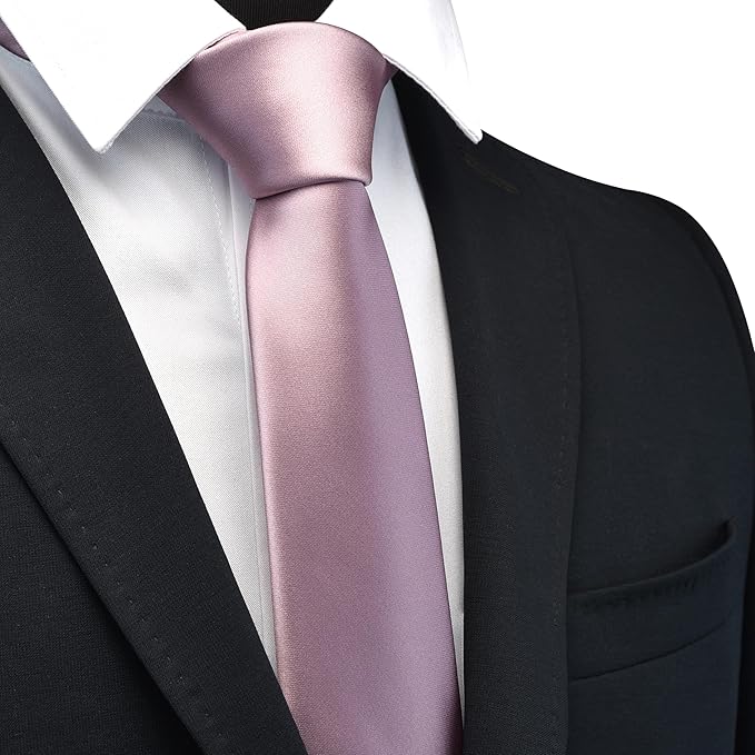 Branduce 3.15"（8cm） Mens Solid Satin Tie Pure Color Necktie for Business and Wedding + Gift Box