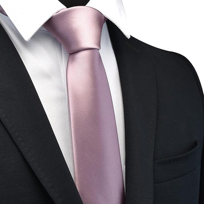 Branduce 3.15"（8cm） Mens Solid Satin Tie Pure Color Necktie for Business and Wedding + Gift Box