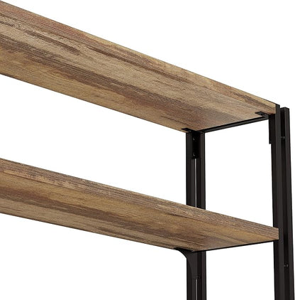 IRONCK Bookshelf Industrial 3 Shelf Bookcase, Wood Storage Shelf with Metal Frame for Living Room, Rustic Brown