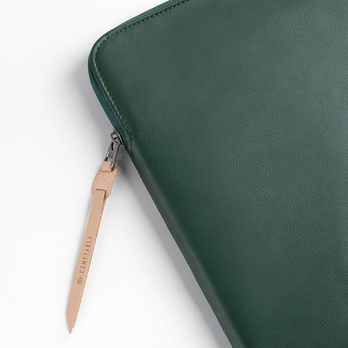 Comfyable Slim Protective Laptop Sleeve Compatible with 13/13.3/14 Inch MacBook Air & MacBook Pro, Mac Travel Case, Laptop Pouch, Slim PU Leather Cover M4/M3/M2/M1 2025-2021, Midnight Green