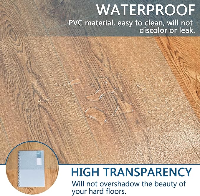 Chair Mat for Hardwood Floor, 48" x 36" Clear Desk Chair Mats, Easy Glide Plastic Mat for Under Office Chair, Rectangle