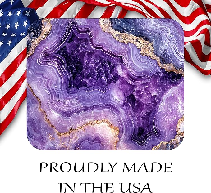 Purple Marble Agate Mouse Pad Mat Mousepad for Desk Computer Laptop PC Gaming Home or Office Gift Marbled Abstract (Amethyst MP 47)