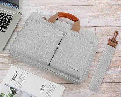 Lacdo 17 17.3 Inch Laptop Bag Women Men Sleeve Case for Dell/HP Envy/ASUS/Acer/Lenovo/LG/Razer Blade Pro 17/MacBook Pro 17, Computer Shoulder Messenger Bag Business Briefcase with Shoulder Strap, Gray