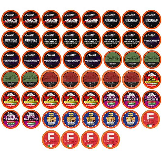 Two Rivers Coffee Dark Roast Coffee Pods Sampler Compatible with K Cup Brewers Including 2.0, Single Serve Variety Pack, 52 Count