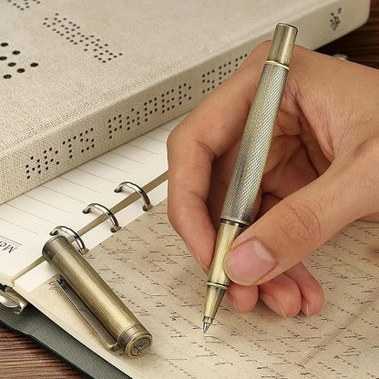Bronze Rollerball Pen, Stunning Luxury with Mesh Texture Design、Schmidt Ink Refill, Nice Gift Set for Men & Women, Business, Executive, Office, Writing, Graduation, Nice Fancy Designer Pens