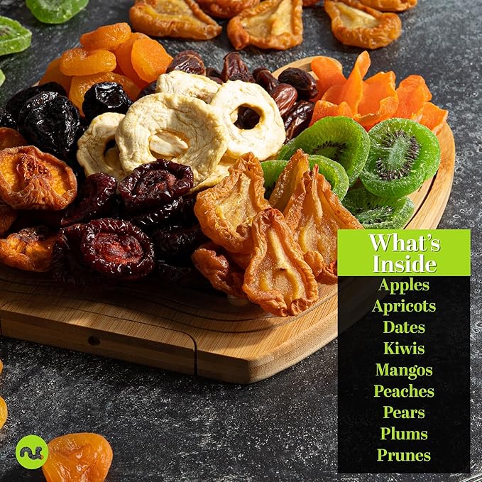 NUT CRAVINGS - Thanksgiving Dried Fruit Flower Arrangement Gift Basket in Wooden Apple-Shaped Gift Basket + Tray (9 Assortment) Holiday Xmas Christmas Healthy Snack Care Package