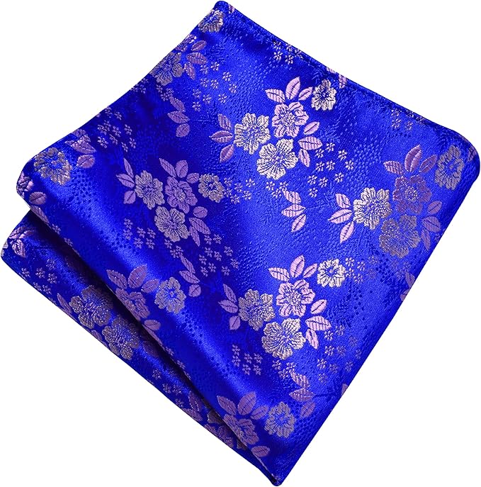 GUSLESON 3.15"（8cm） Mens Floral Tie and Lapel Pin Necktie Hankerchief Cufflinks Set for Men