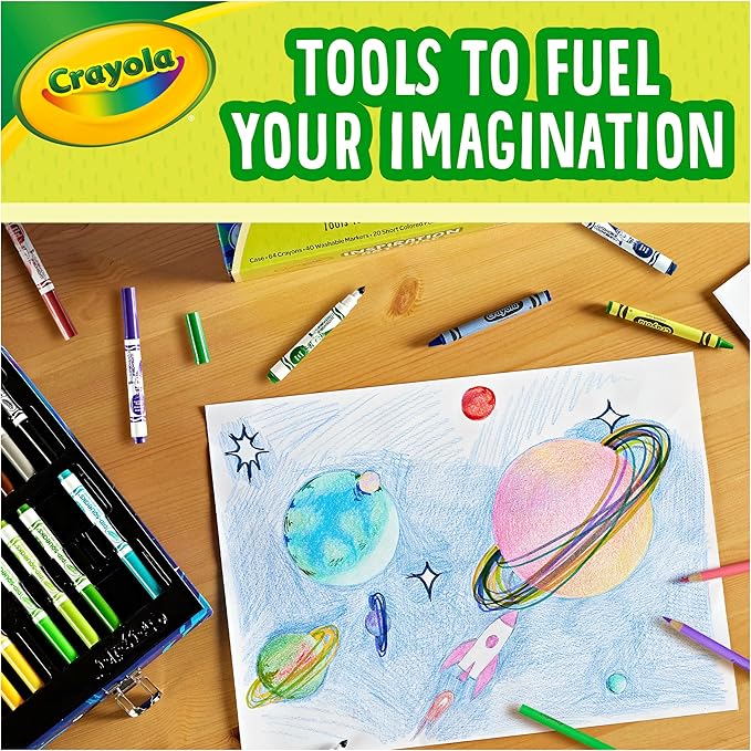 Crayola Inspiration Art Case Space Coloring Set (140pcs), Art Kit for Kids, Crayons, Markers, Pencils, Holiday for Boys & Girls, Ages 5, 6, 7 [Amazon Exclusive]