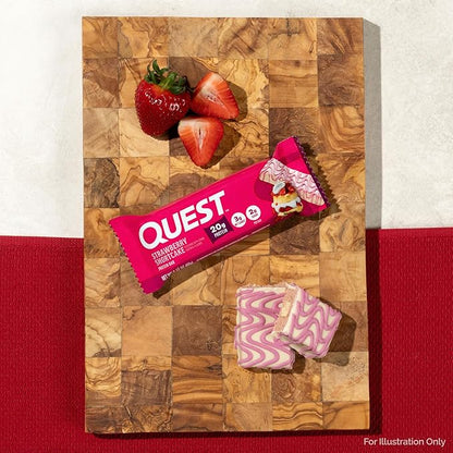Quest Nutrition Protein Bars, Strawberry Shortcake, 20g Protein, 2g Sugar, 3g Net Carbs, 10g Fiber, Gluten Free, 12 Count