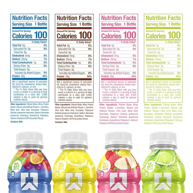 RYSE Clear Protein Drink - Variety Pack - 100 Calories, 22g Whey Isolate Protein Shake, Sugar-Free, 0g Fat & Lactose-Free - Refreshing Ready-to-Drink Beverage - 16.9 fl oz Bottles (12-Pack)