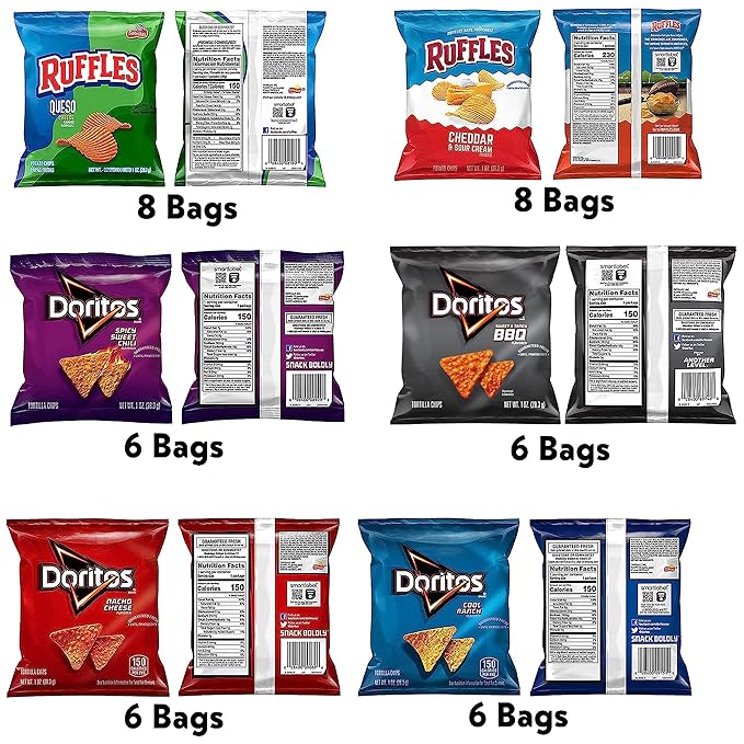 Frito-Lay Ruffles and Doritos Bold Variety Pack, 1 Ounce (Pack of 40)