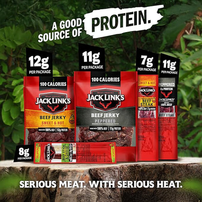Jack Link's Spicy Beef Jerky Gift Basket Variety Pack - Includes Jerky, Meat & Cheese Combos, and Beef Steaks, Great Gift for Men, Perfect Hunting Trip Snacks, 15-Piece Assorted Spicy Meat Snack Pack