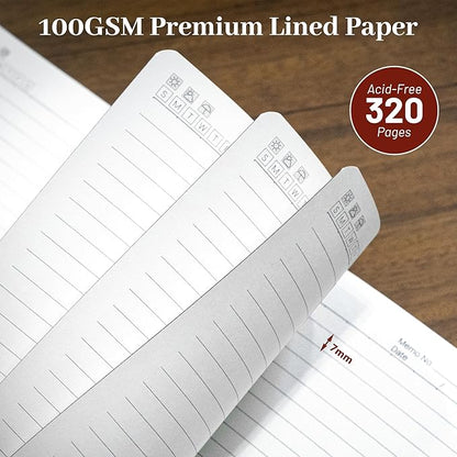 CAGIE Leather Lined Journal Notebook for Men & Women, Debossed Cross, 320 Pages 100 GSM Thick Paper, A5 Hardcover Journaling Notebooks for Writing, 5.7'' X 8.3'' Diary, Rust Brown
