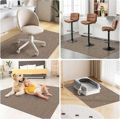 Office Chair Mat for Hardwood Floor, 48" x 36" Desk Computer Chair Mats for Hard Wood, Anti-Slip Easy Glide Rolling Floor Protector Mat, Under Desk Mat for Home Office, Dark Brown