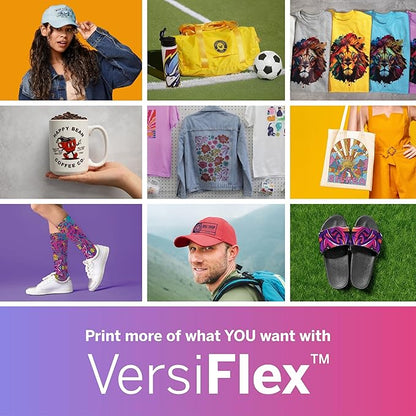 Sawgrass VersiFlex Light Heat Transfer Decoration Paper - For Uncoated Products - Fabric - Wood - Clean, Sharp Transfers - Self-weeding - Home Decor, Gifts, T Shirts, Hats - 100 Sheets - 8.5x11 Inches
