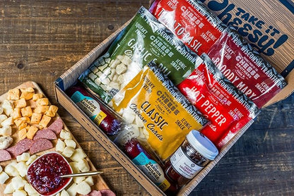 Cheese Bros Char-CURD-erie Gift Box | Fresh from Wisconsin | Includes Flavored Curds, Summer Sausage and Jam | Ready to Serve Charcuterie Board