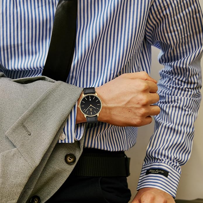 BEN NEVIS Watch, Mens Watch, Minimalist Fashion Simple Wrist Watch Analog Date with Leather Strap