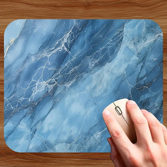 Blue Marble Agate Mouse Pad Mat Mousepad for Desk Computer Laptop PC Gaming Home or Office Gift Marbled Abstract (Blue Marble MP10)