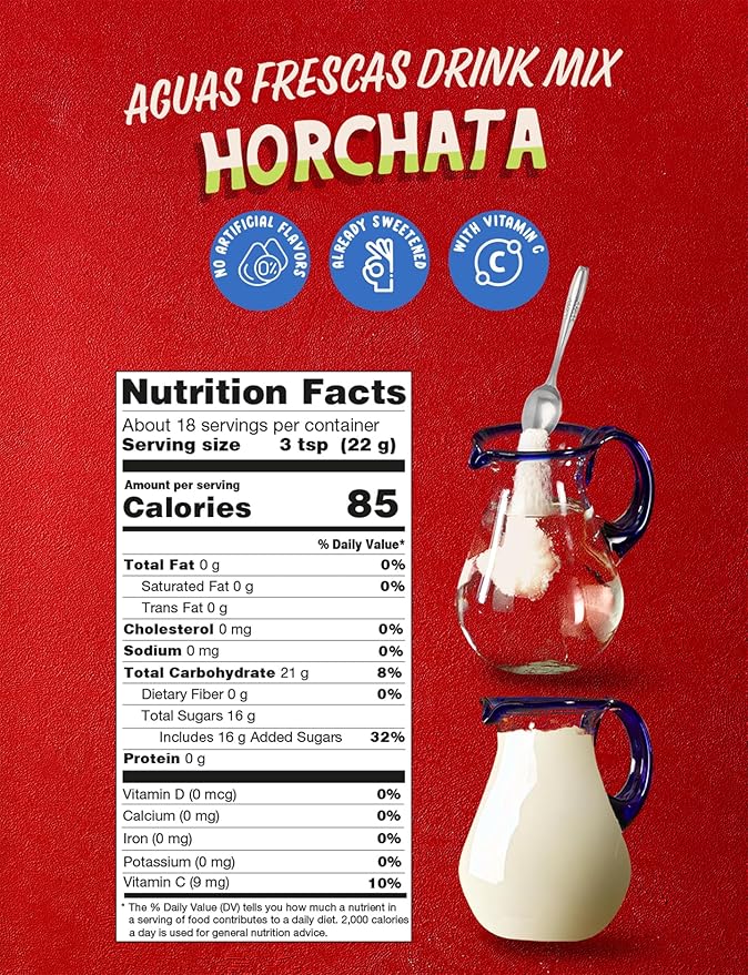 Klass Aguas Frescas | Drink Mix | Horchata | Flavors From Natural Sources, No Artificial Flavors, With Vitamin C (Makes 7 to 9 Quarts) 14.1 Oz Family Pack (4-Pack)