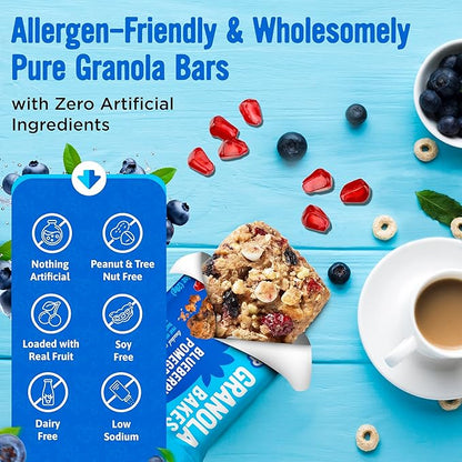 Cooper Street Blueberry Pomegranate Granola Bakes (48 Count) – Individually Wrapped Soft and Chewy Granola Bars Bulk – Low Sodium, Nut & Dairy Free - Perfect As Healthy Bulk Office or Classroom Snacks