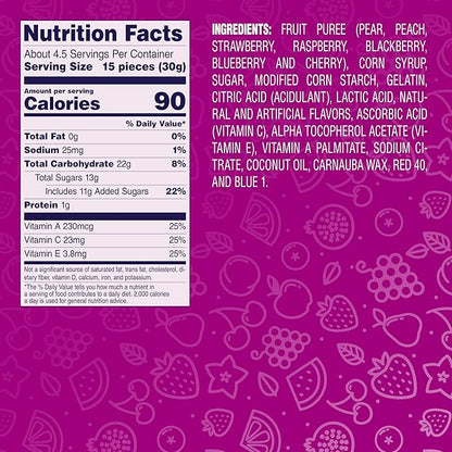 Welch's Fruit Snacks, Berries 'N Cherries Snack Box, Gluten Free, 5oz Snack Packs (Pack of 12)