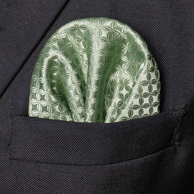 RBOCOTT Mens Woven Tie and Pocket Square with Tie Bar Sets Solid Necktie