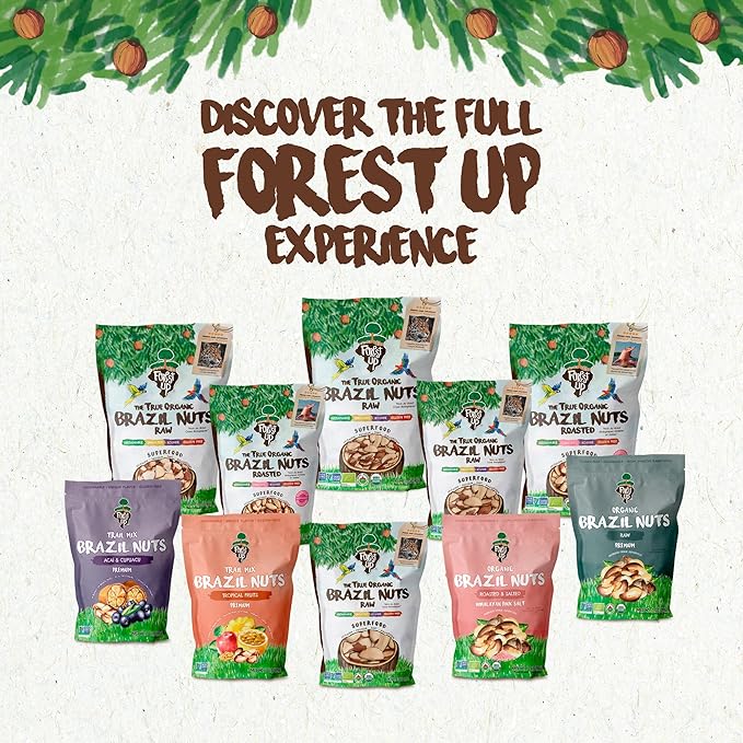 FLORESTA EM PÉ - The True Organic Premium Brazil Nuts (7oz) Roasted & Himalayan Salt | Kosher | Non-Gmo | Certified Organic | No Oil | Fresh | Vegan | Gluten Free | Keto and Paleo Friendly | Sustainably Harvested
