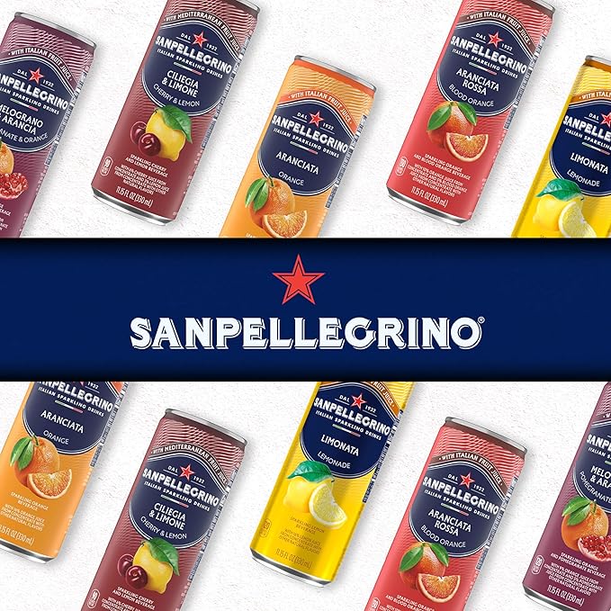 Sanpellegrino Italian Sparkling Drink Melograno And Arancia, Sparkling Orange And Pomegranate Beverage, 24 Pack Of Cans