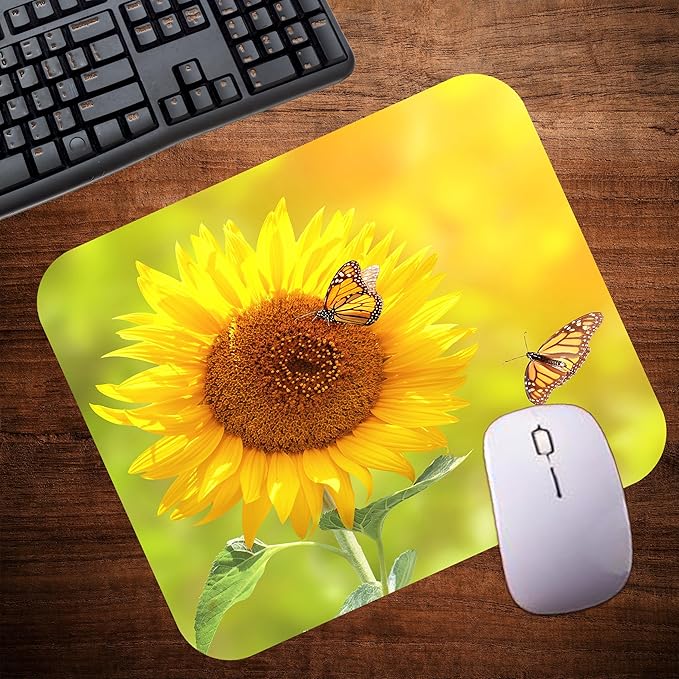 Floral Pattern Flower Mouse Pad Mat Mousepad for Desk Computer Laptop PC Gaming Home or Office Gift for Her Flowers (Sunflower MP99)