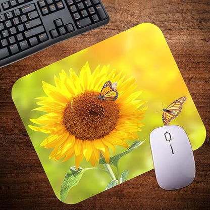 Floral Pattern Flower Mouse Pad Mat Mousepad for Desk Computer Laptop PC Gaming Home or Office Gift for Her Flowers (Sunflower MP99)
