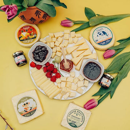 Cheese Bros. "World's Cheesiest Mom" Gift Box | Fresh from Wisconsin | Includes Mozzarella, Dill Havarti, Yodel, Adelheid, Jam and Honey | Unique Birthday and Mother's Day Gifting Idea